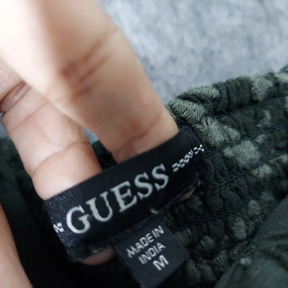 GUESS Outfit Women M Floral Embroidered Off Shoulder Top Pants Wide‎ Leg Smocked